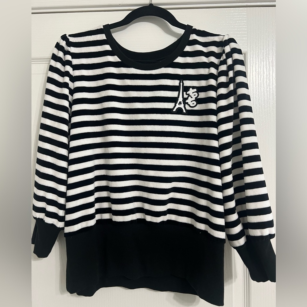 Karl Lagerfeld Paris Velour black and white sweater